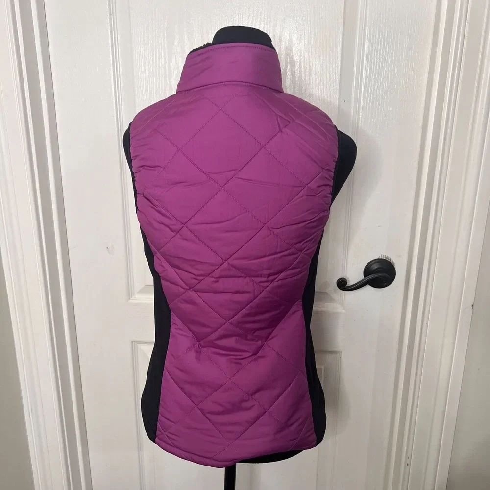 Skechers‎ Everyday Puffer Vest Womens XS Purple Black Quilted Sherpa W3JA243 NEW